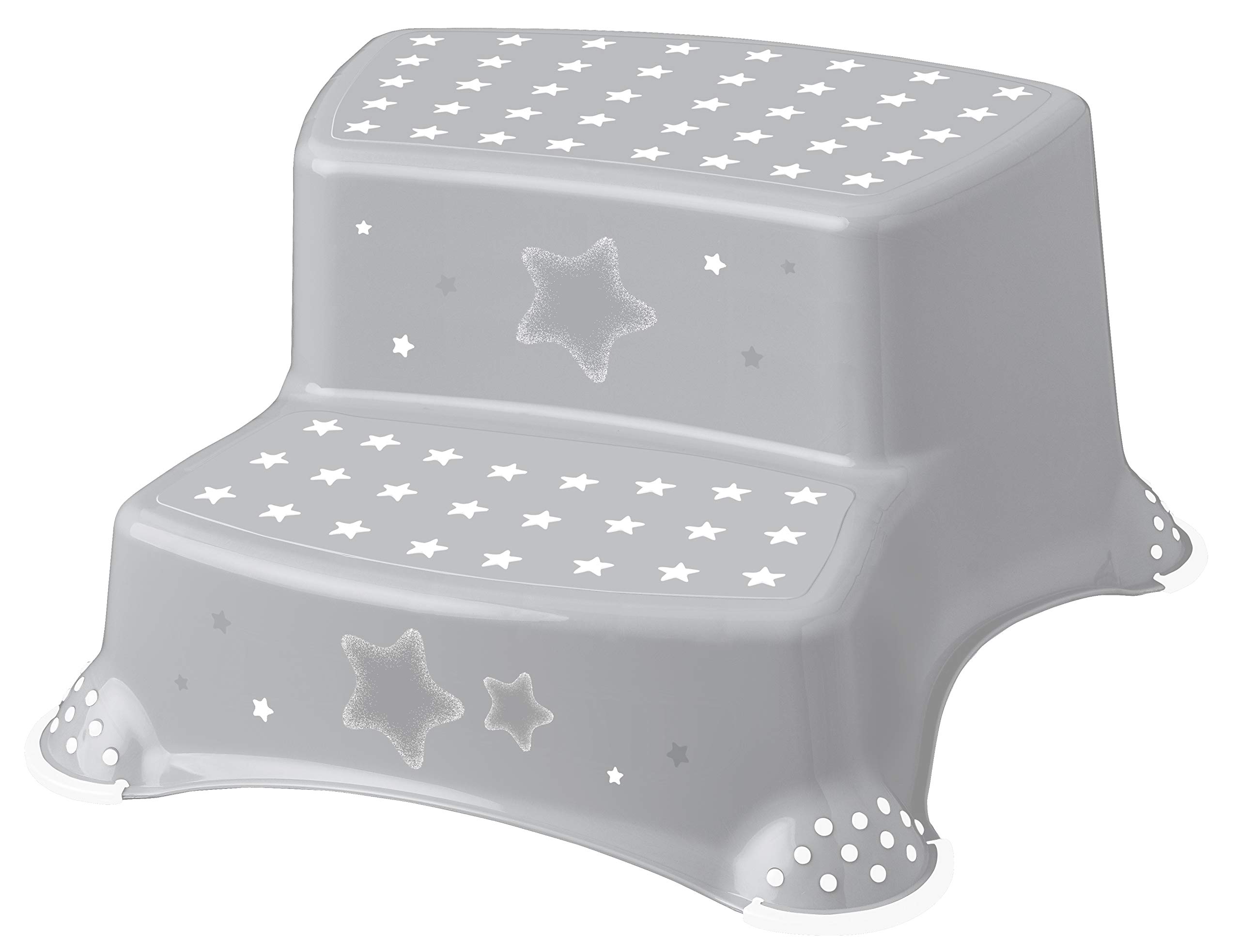 Babycurls Little Journey Toilet Training Kids Non Slip Up Double Two Step Stool with Grips Unisex Grey for Safe Toddler Loo Potty Training in The Bathroom and Home