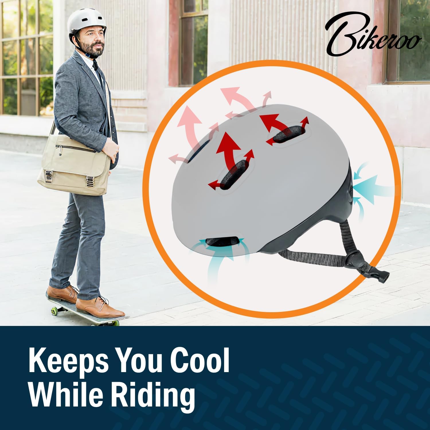 Bikeroo Adult Multi Sport Bike Helmet with Rear Safety Light, Adjustable Head Protection All Purpose Cycling Safety Gear for Men & Women