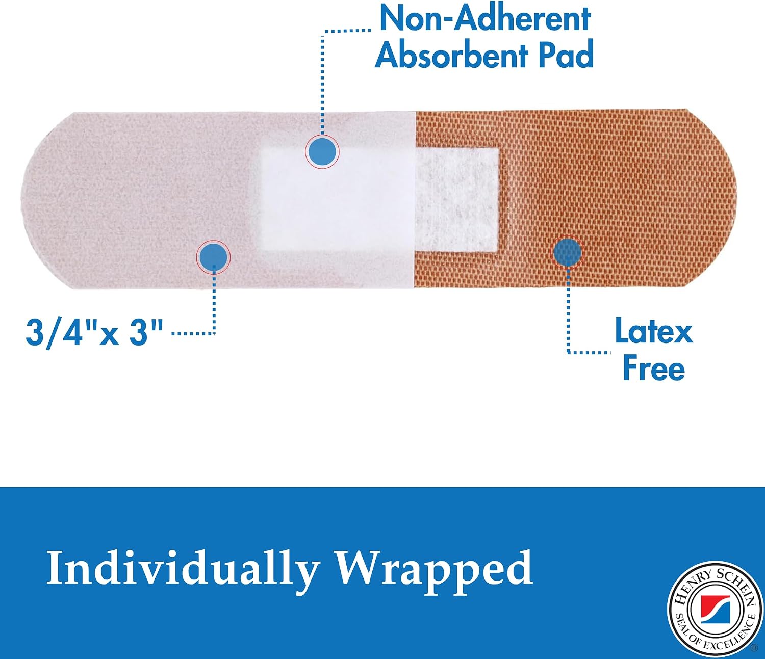 Henry Schein Fabric Adhesive Strip Bandages 3/4" x 3", Sterile, 100 Ct (Pack of 2) image 2