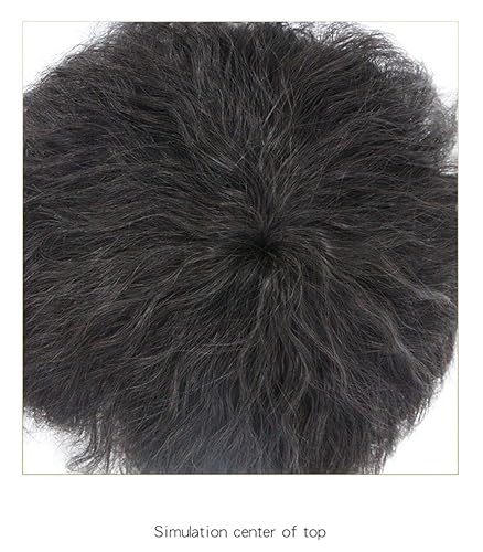 Miniatura 4 de RemeeHi Peluca de cabello humano rizado natural de repuesto esponjoso sin costuras con clip en la parte superior para mujer, cabello fino, color