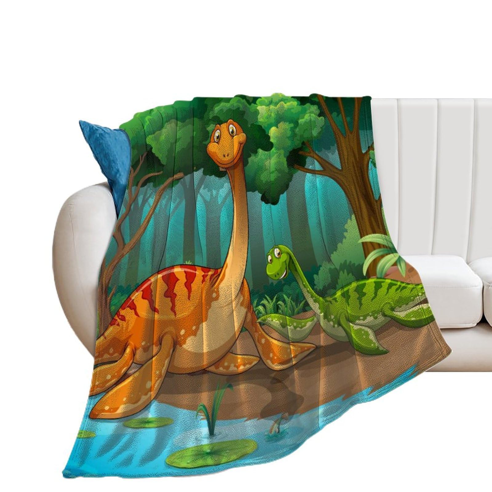 Couverture polaire dinosaure douce en flanelle 150x200cm pour des nuits douillettes