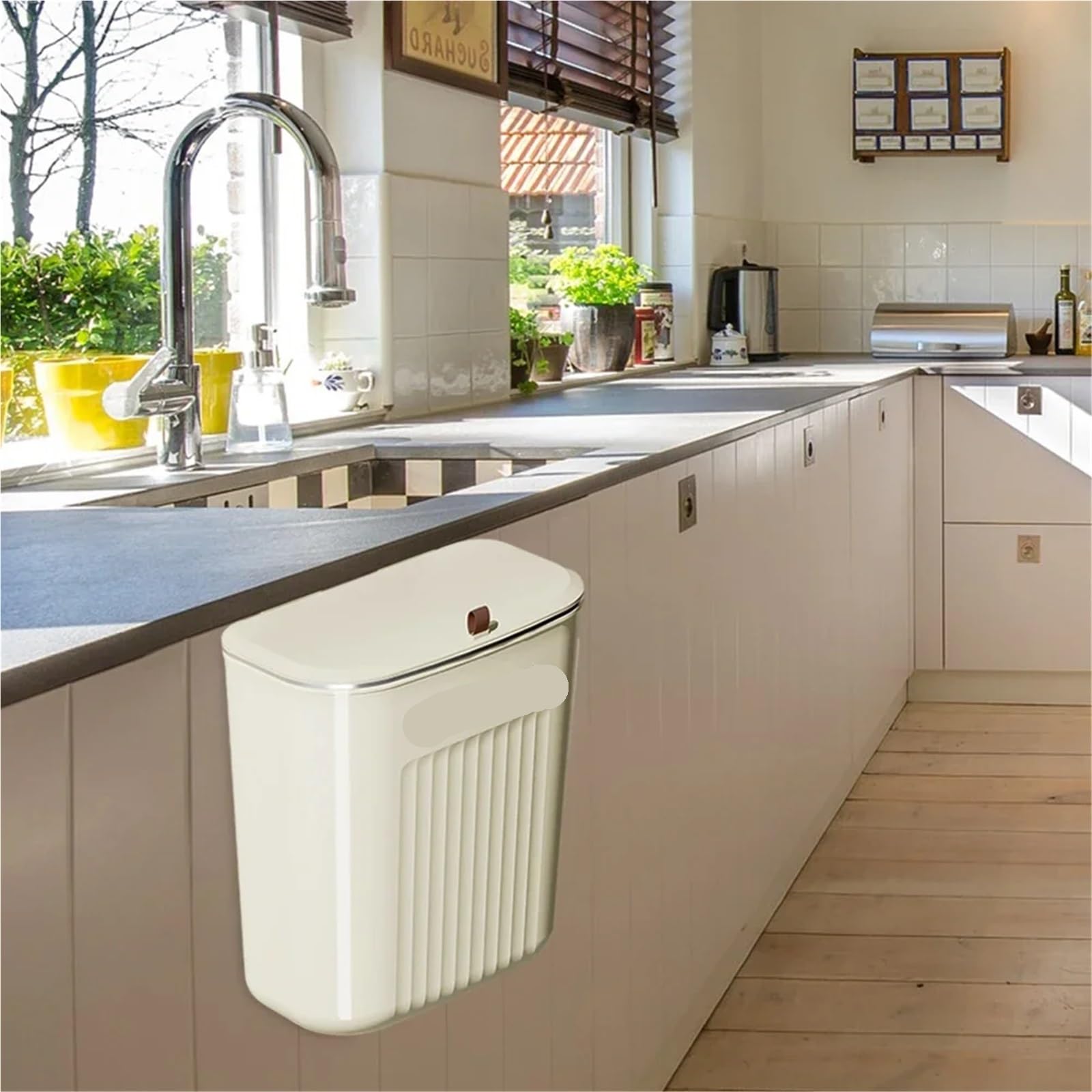 Pattumiera sospesa for cucine Porta dell'armadio Cestino dei rifiuti con coperchio Portarifiuti for il riciclaggio fissato al muro for la camera da letto della cucina(S)