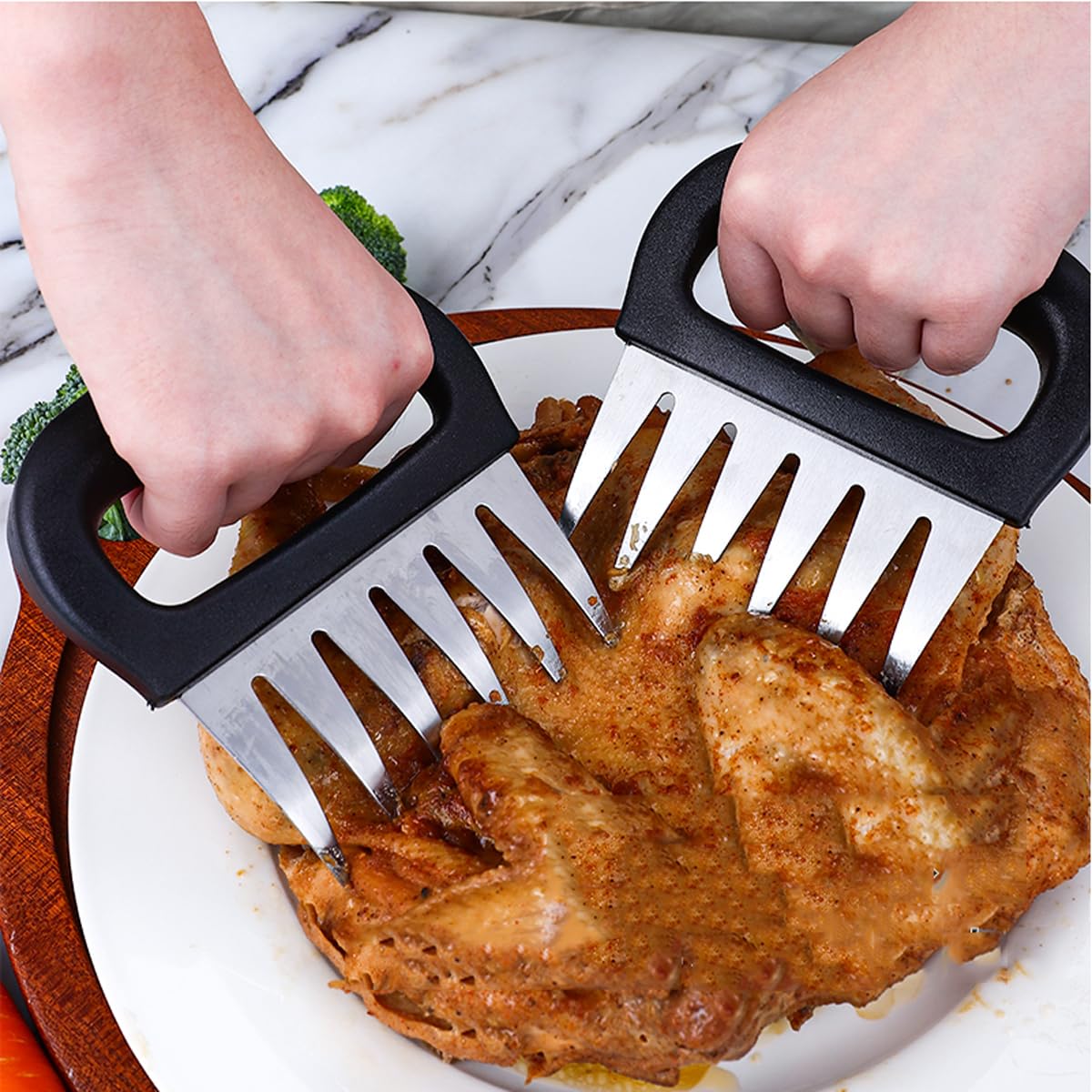 Set di 2 artigli per carne Artigli Carne Per BBQ acciaio inox Bear Meat Claws per carne di maiale tirata Forchetta di carne, Artigli di BBQ, Artigli di orso, Grill Claws,