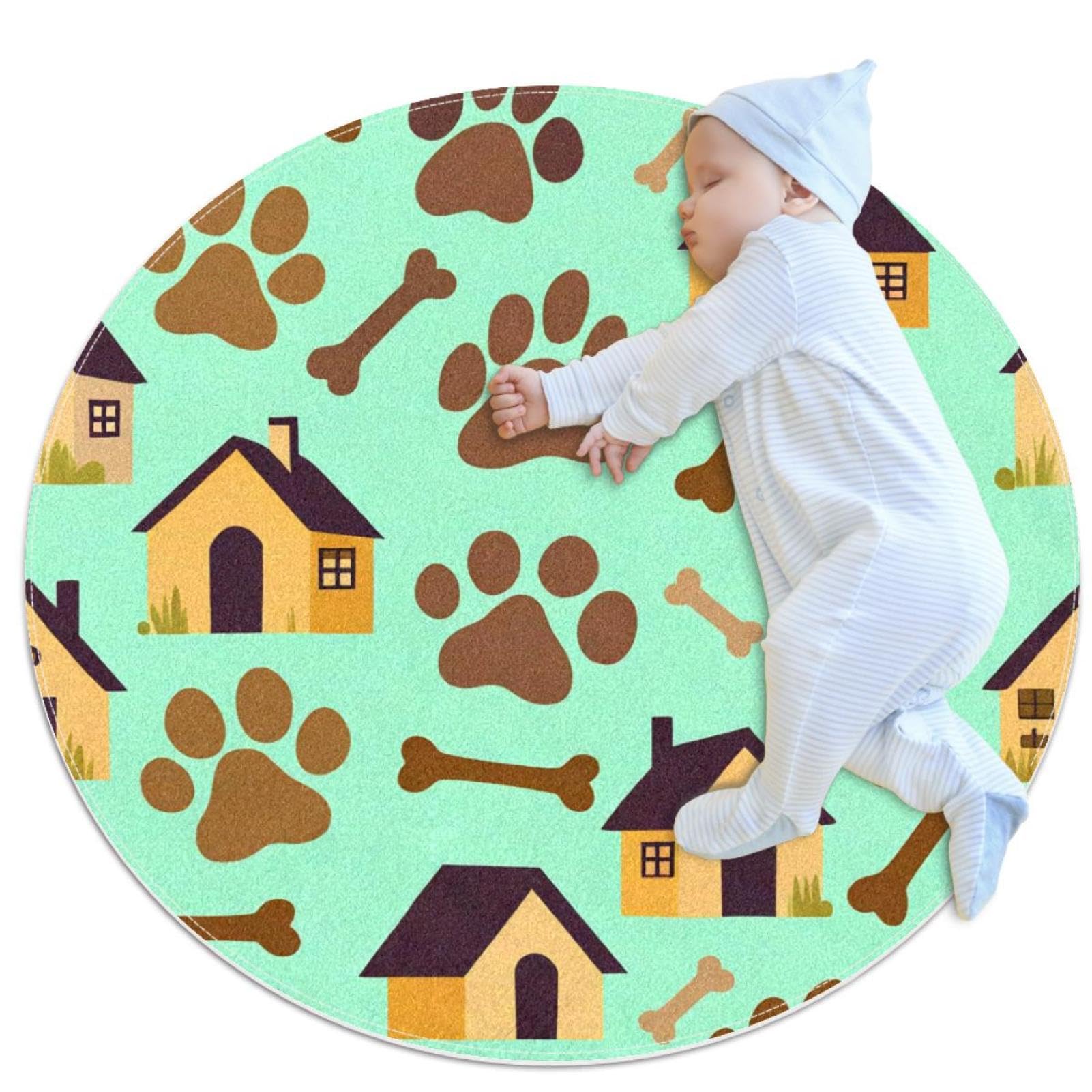 Tapis de salle de bain antidérapant avec motif empreintes de pattes fait main