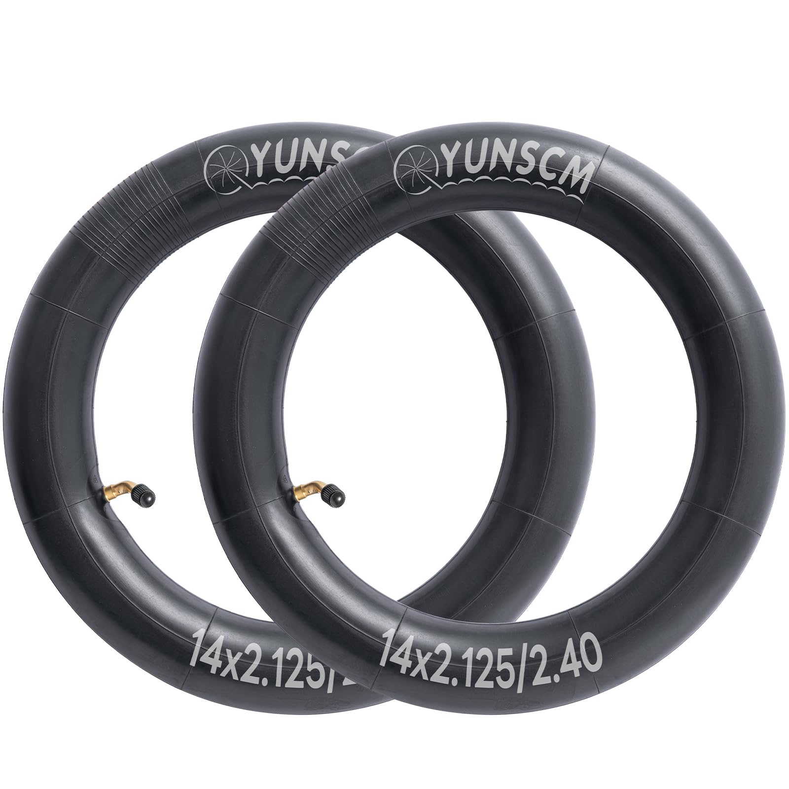 YunSCM 2Pcs 57/62-254 14 Pulgada cámaras de Aire 14x2.125/2.25/2.35/2.40 CR202 Angled (Bent) Valve Compatible 14 Pulgadas Bicicleta cámaras de Aire 14X2.125 14X2.25 14X2.30 14x2.35 14X2.40