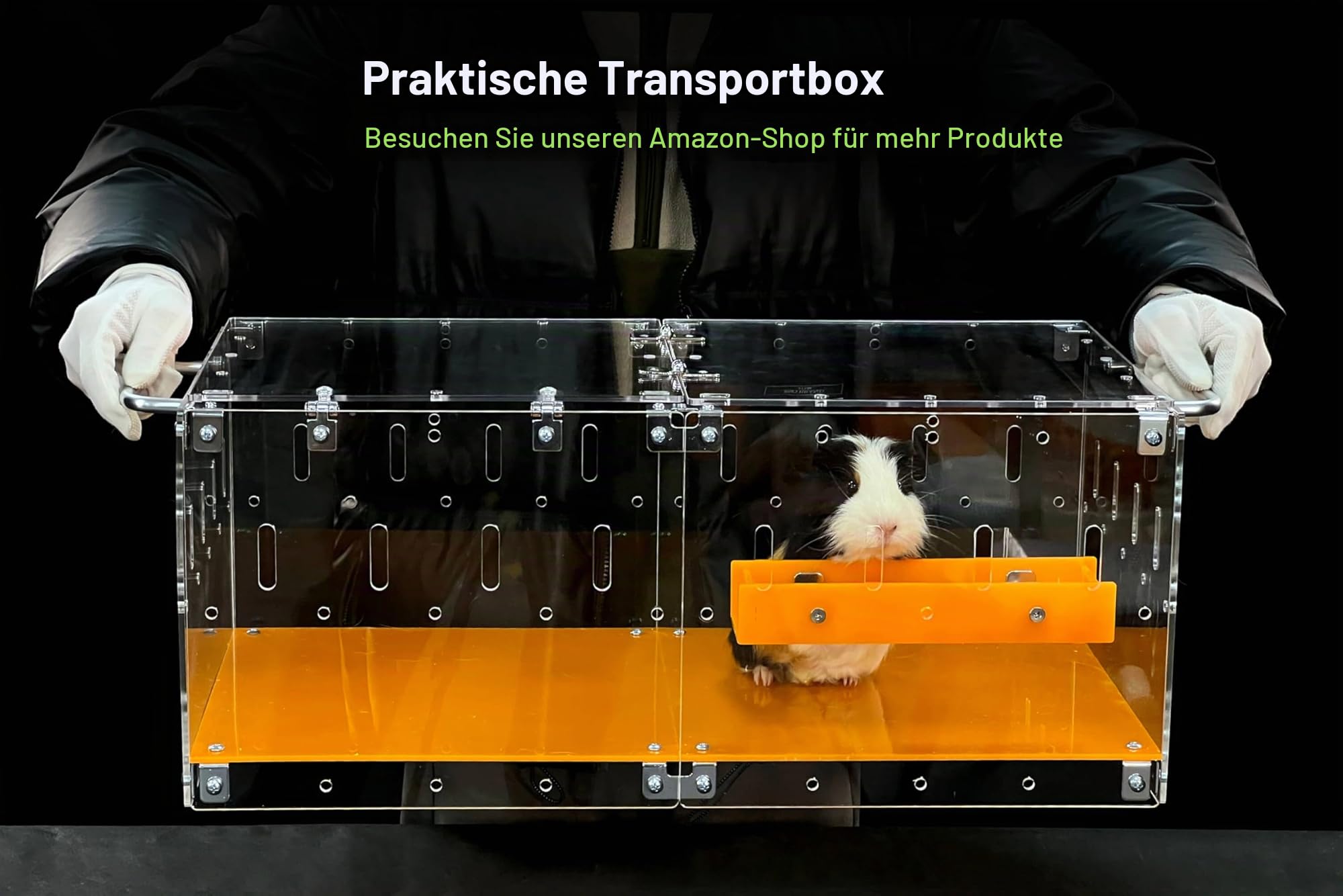 GuineaLoft™ Acrylic Cage (Modell-P2) – Kleiner 60x30cm geschlossener Käfig mit Deckel und Boden für EIN einzelnes Meerschweinchen oder Hamster, verbindbar, DIY erweiterbar