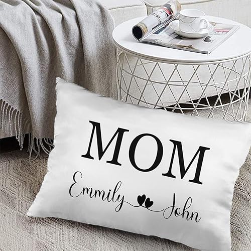 Miniatura 6 de Generic Funda de almohada personalizada para mamá con nombres personalizados de los niños, funda de almohada de 12 x 20 pulgadas, funda de almohada