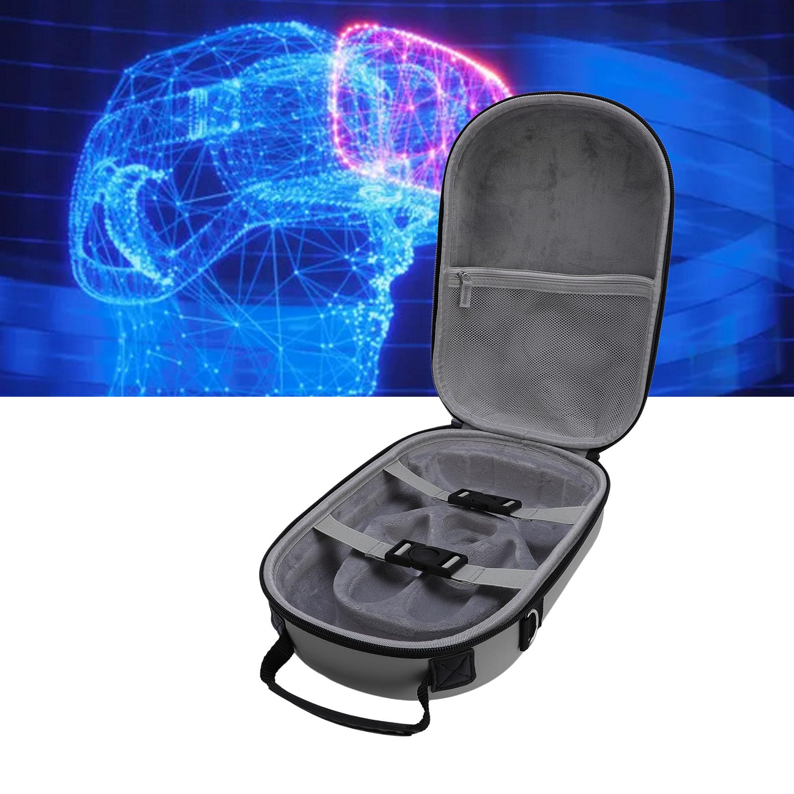 lyrlody Custodia Rigida da Viaggio, Custodia da Viaggio Organizer per Elettronica EVA PU, 13 X 9,4 X 5,3 Pollici, Antiurto per Controller Visori VR Cavi Caricabatterie per Viaggi Lavoro Casa (GREY)