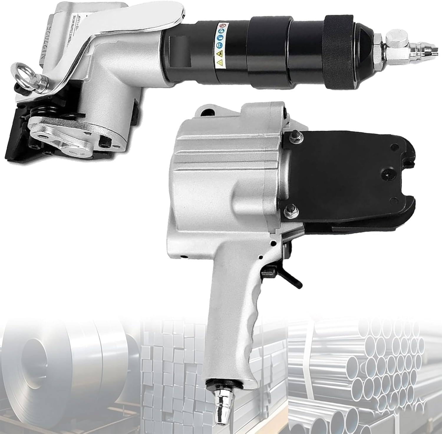 JozyJul Portable Split Pneumatic Strapping Machine, Metal Belt Tensioner and Sealer, 0.75/0.98/1.26in Strap Size, 8500N Tension, Stable Binding for Steel Materials 19mm/0.75in
