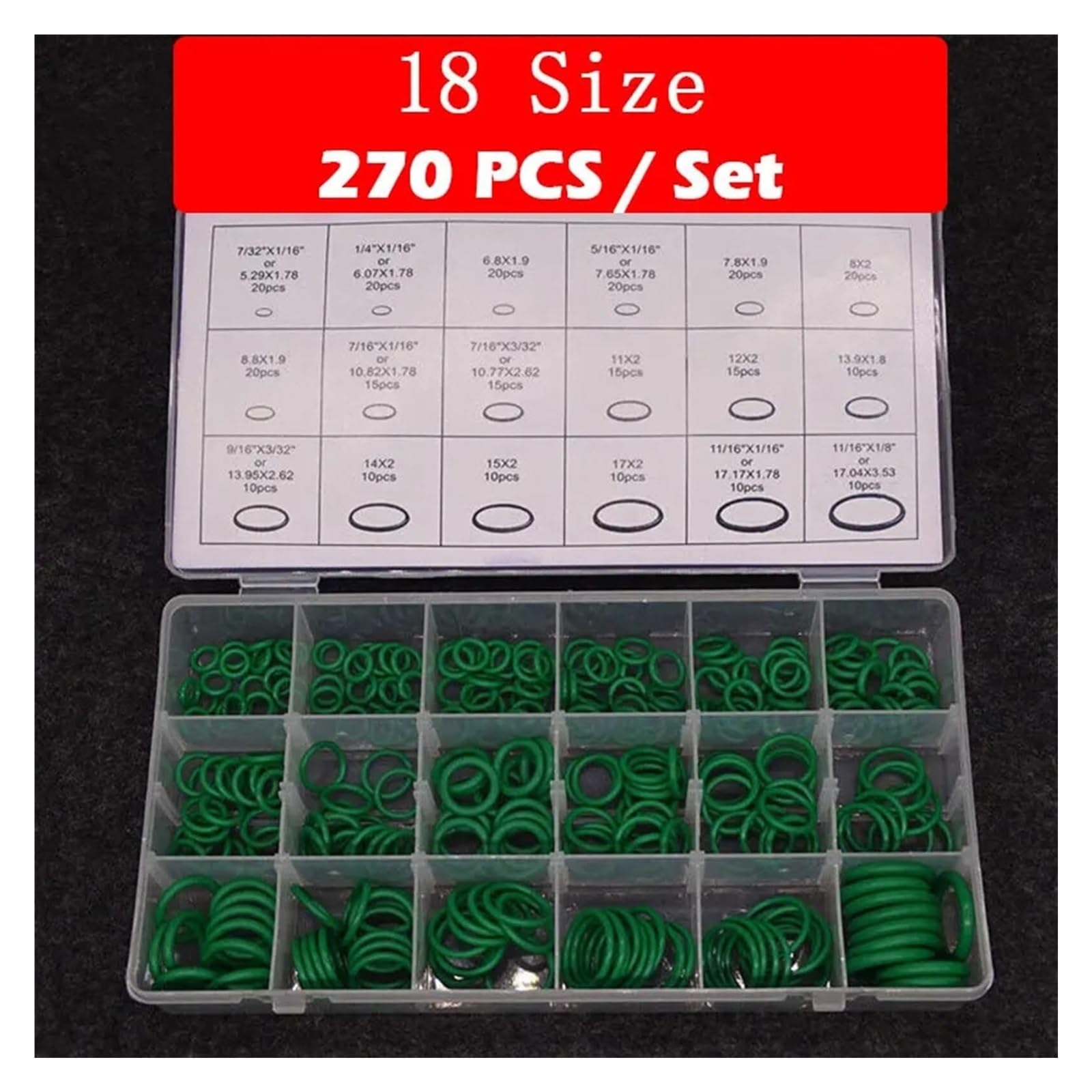 Anillos tóricos for aire acondicionado, herramientas de reparación de automóviles, juegos de anillos refrigerantes de goma for aire acondicionado, herramientas for coche(270Pcs With Box)