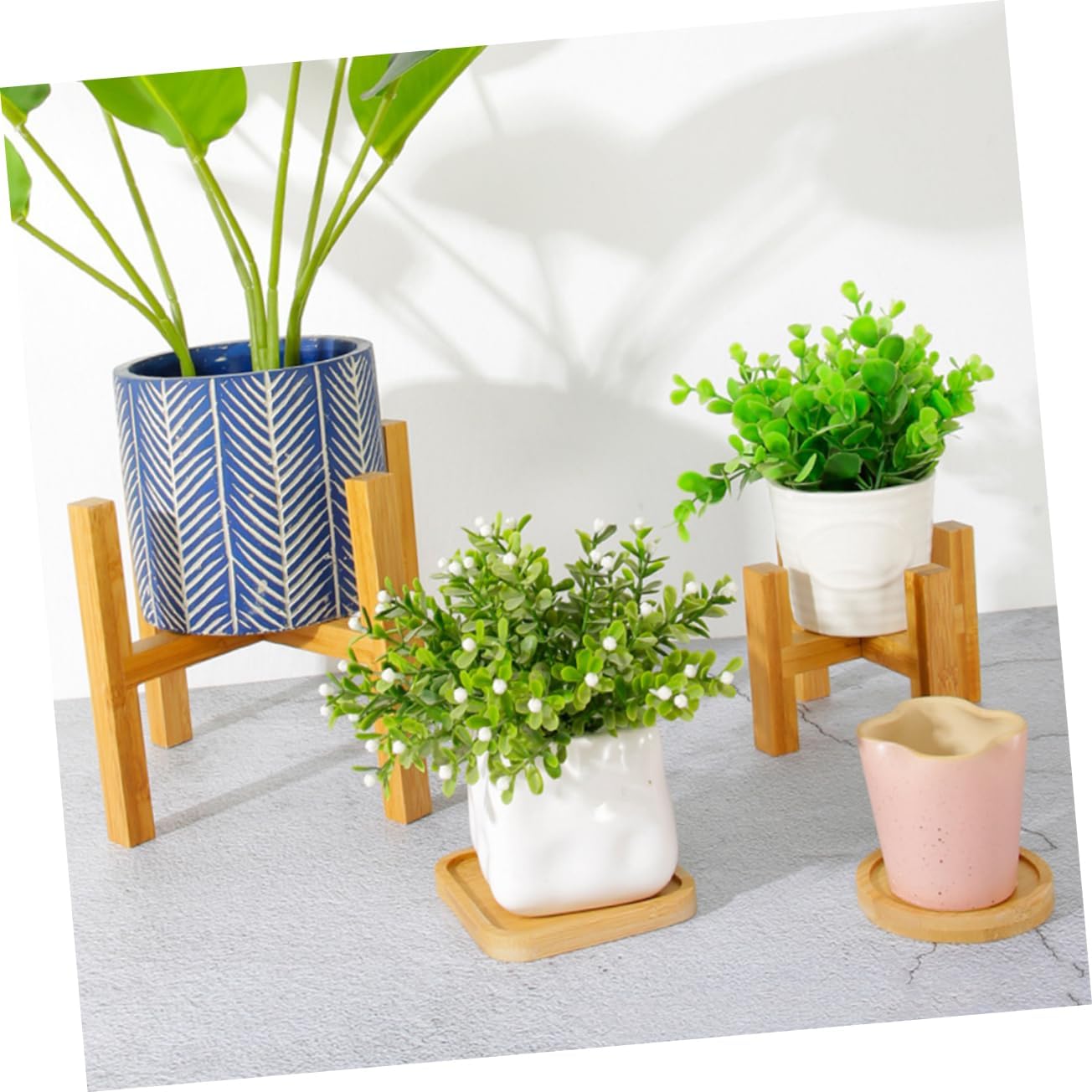 Wood Plant Stand Holder for Flower Pots, Creative Wood Display image 3
