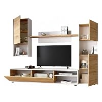 Dmora Parete Attrezzata Foraker 41x220x180h cm Marrone Rovere Nodi 9 Ripiani Modulabile