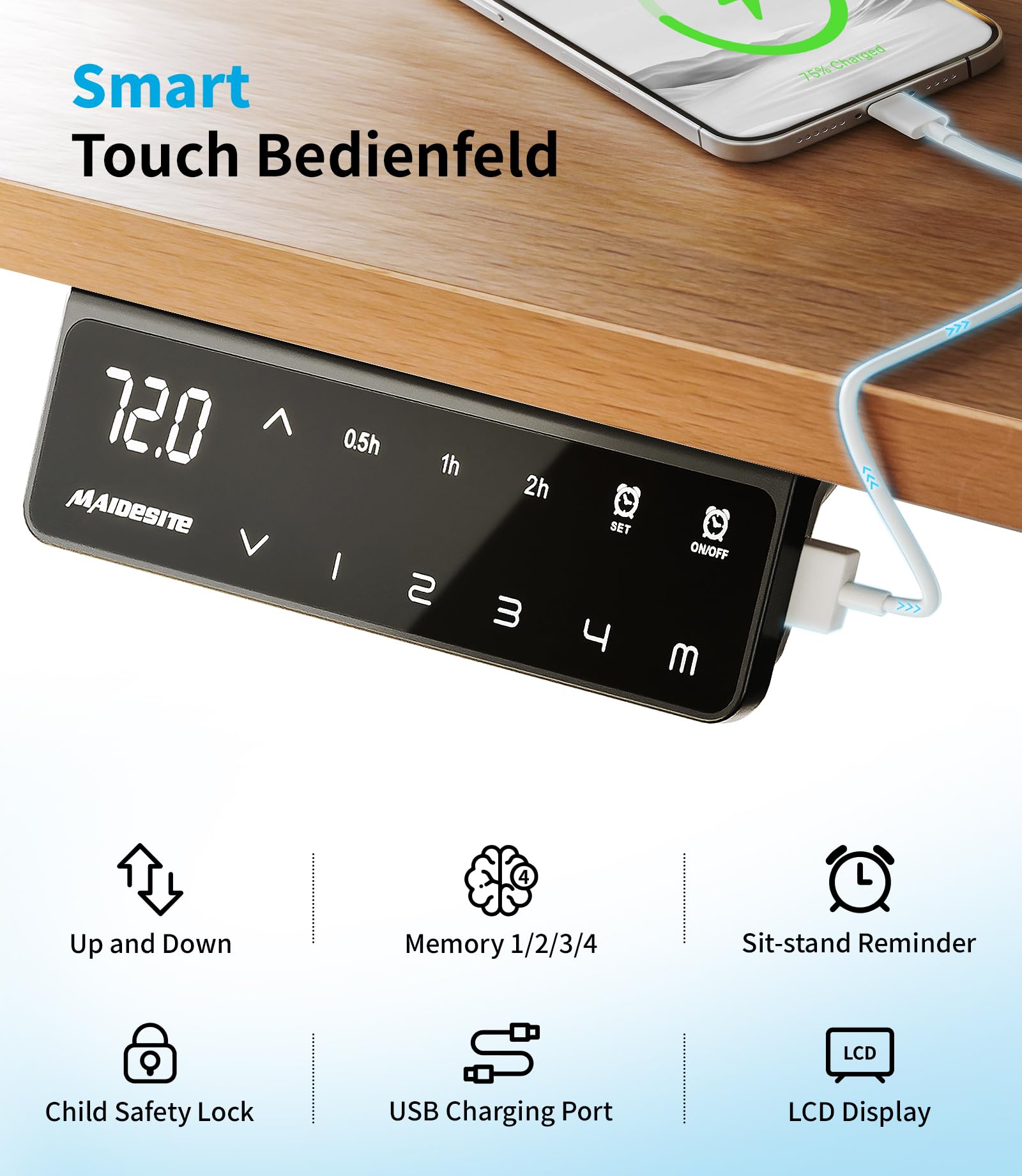 MAIDeSITe S2 Pro Plus Escritorio Regulable en Altura 160 x 80 cm