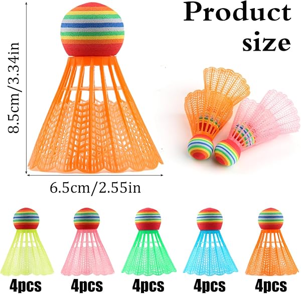 chenyu 20 Pezzi Volano Badminton Volani Plastica Badminton Colori Palline da Badminton Stalla e Durevole Palle di Badminton per Allenamento e Competizione Interni e Esterni Sport - 2