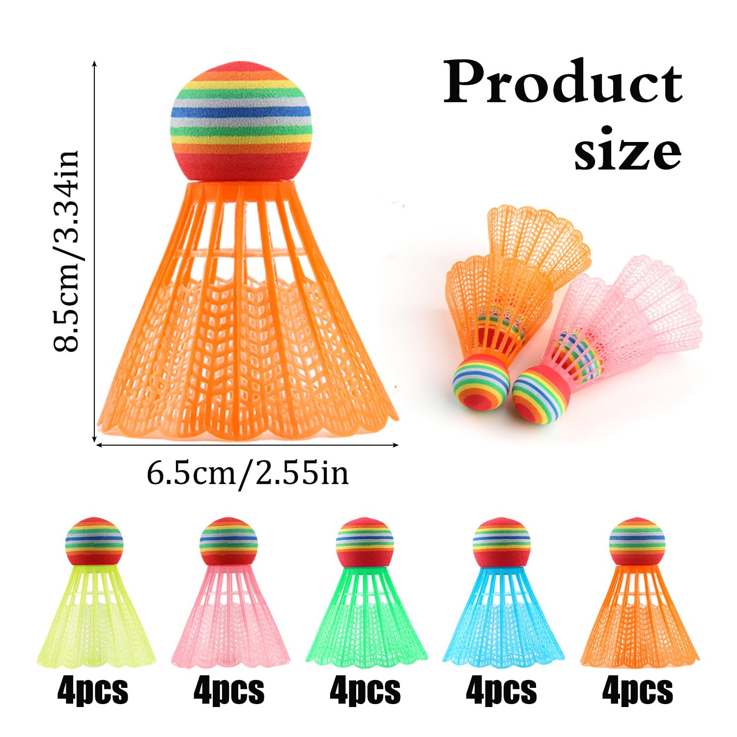 chenyu 20 Pezzi Volano Badminton Volani Plastica Badminton Colori Palline da Badminton Stalla e Durevole Palle di Badminton per Allenamento e Competizione Interni e Esterni Sport
