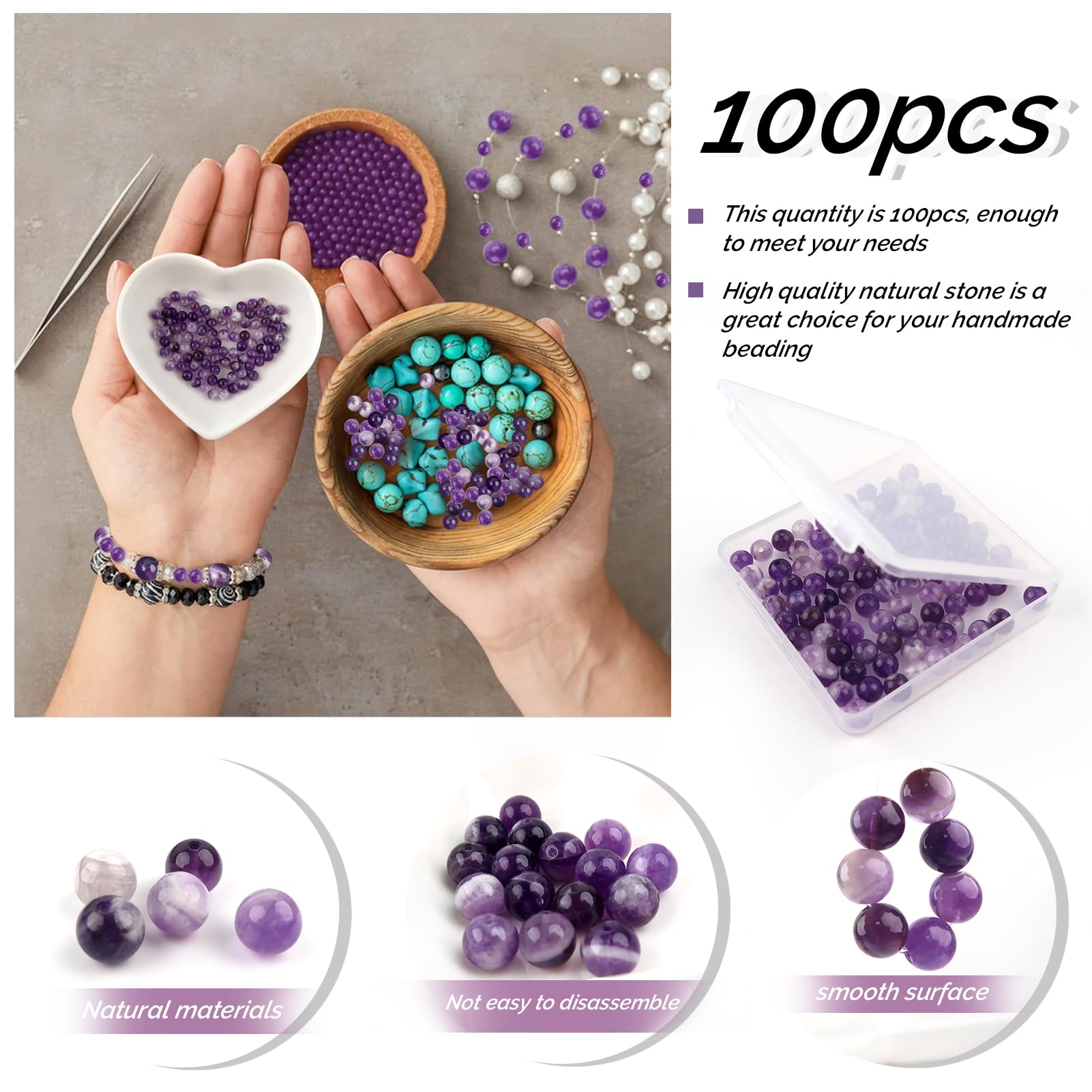 100 Perline Amazzonite 6mm TOAOB - Pietre Naturali Tonde Per Bracciali, Collane Fai Da Te