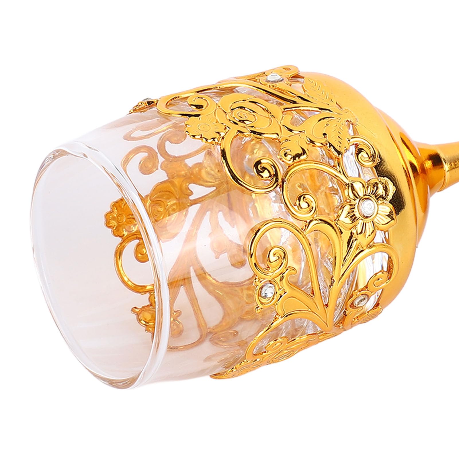 6 Bicchieri da Vino in Metallo per Feste, Calici a Bocca Arrotondata con Stelo Goffrato, Set di Bicchieri da Vino, Bicchieri da Champagne, Bicchieri da Cocktail per Feste di Nozze, Degustazion