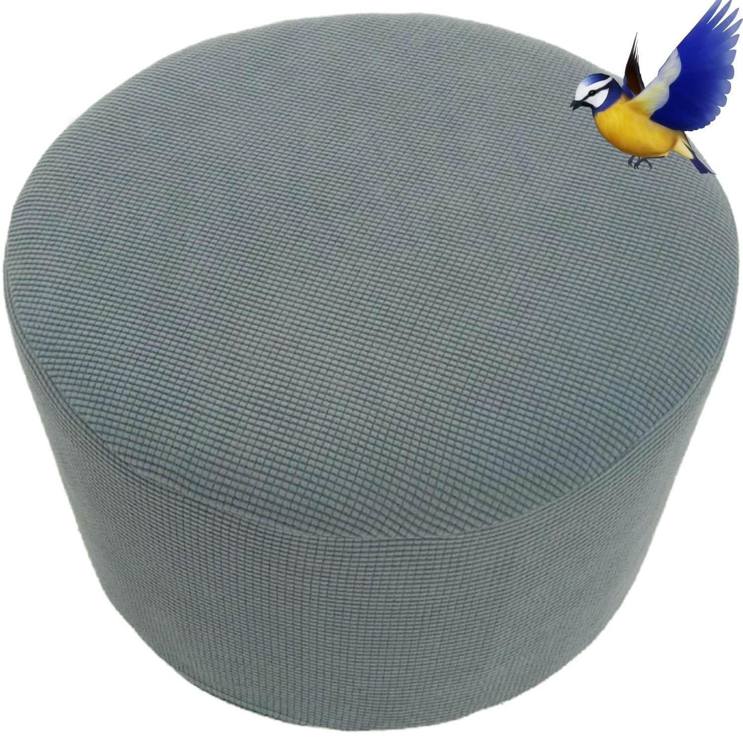 QOEUIUJ Pouffe Cover Round 50-105cm, Footrest Protector Stretch with Elastic Bottom, Ottoman Slipcovers Removable & Washable, Furniture Protector for Round Foot Stool(Deep Gray,42"/105cm)