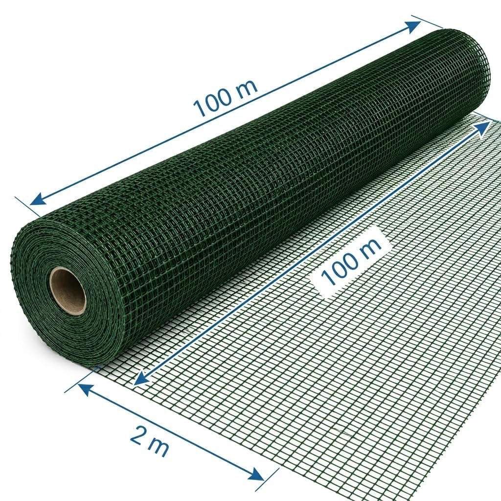 MAKA Rete Antigrandine Verde 2x100 m (200 m²), Protezione Colture per Orto, Frutteto, Vigneto, Serra e Giardino, Fa Passare Aria, Acqua e Luce, Resistente alle Intemperie