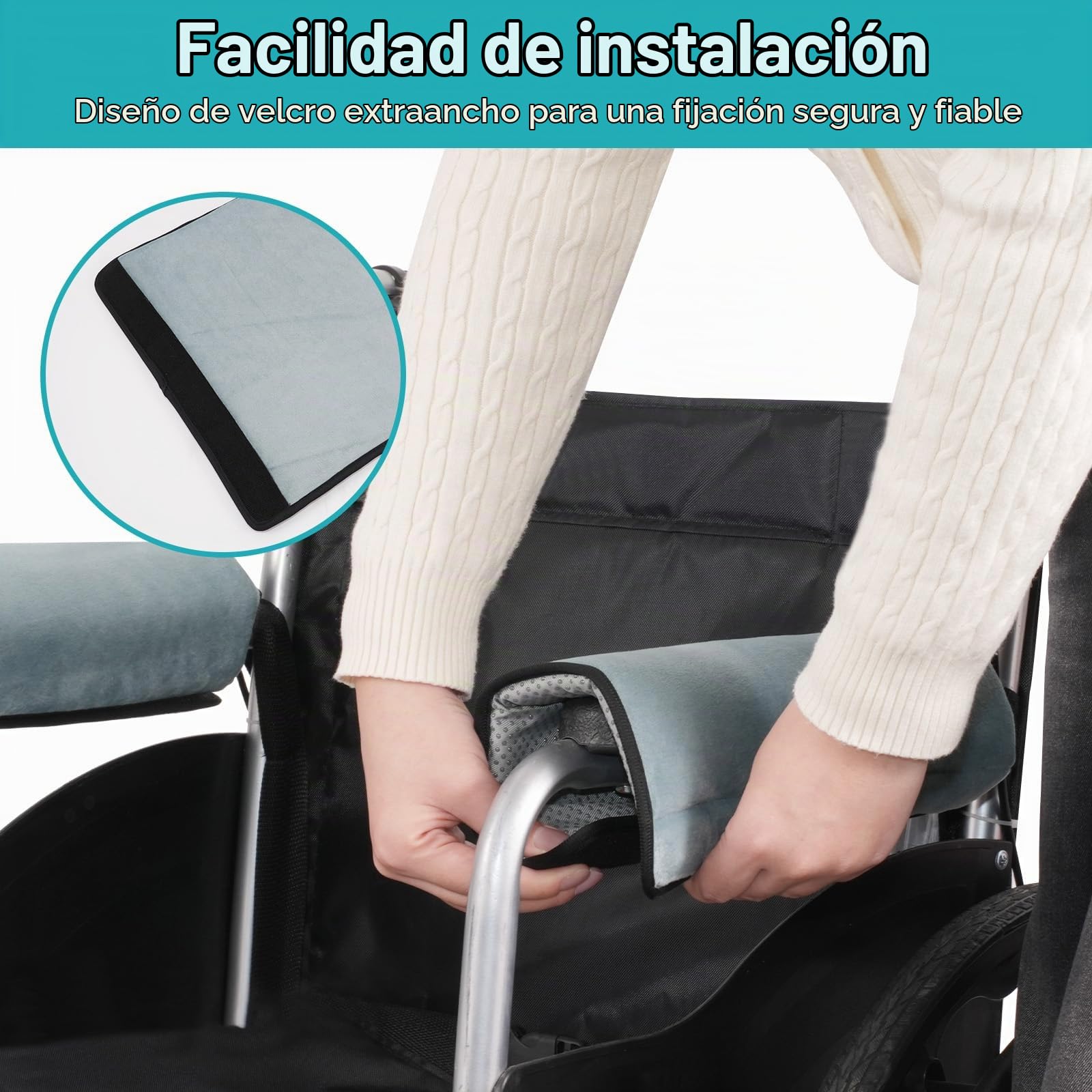 Almohadillas para reposabrazos para sillas de Ruedas, 2 Unidades de reposabrazos, Fundas Acolchadas de Espuma viscoelástica, BlueGrey