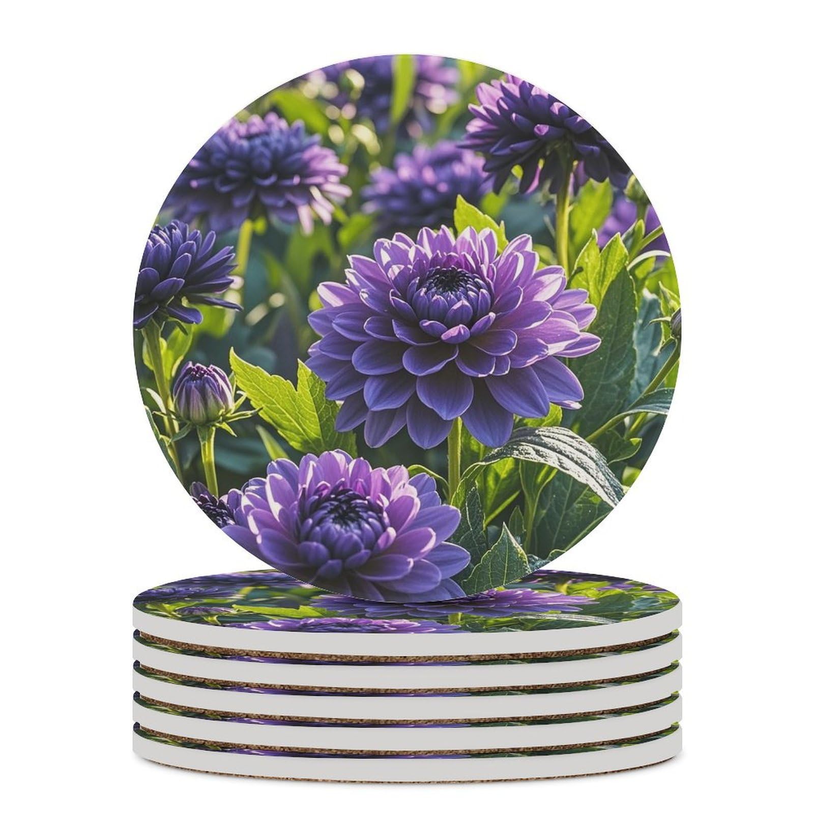 Dessous de verre en céramique lot de 6 avec liège pour table basse