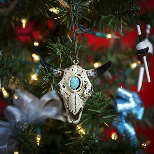 Miniatura 2 de Gurús del tesoro colgante occidental nativo americano buey vaca cráneo adorno árbol de Navidad decoración de Navidad del suroeste