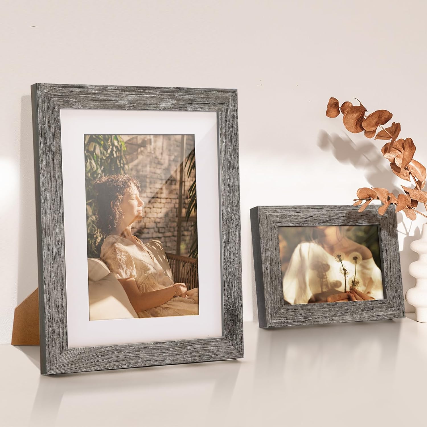 Redriver 10 Pack Picture Frames Collage Wall Decor, Wood Gallery Wall Frame Set 4x6 5x7 8x10, Photo Frames for Wall, Tabletop, Gallery Decor - Multi Sizes Picture Frame, Grey