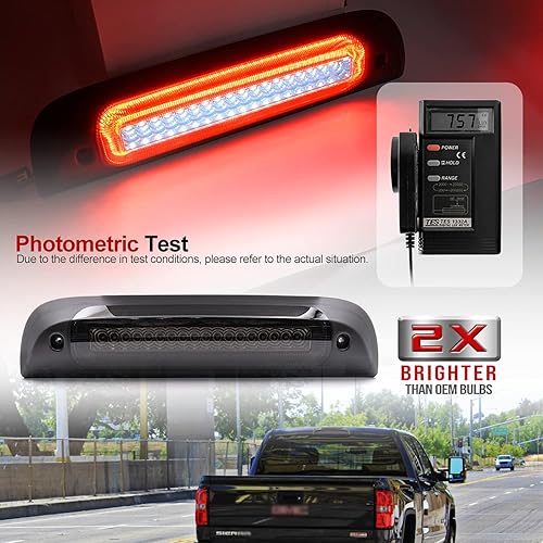 Miniatura 2 de NSLUMO Tercera luz de freno LED de repuesto para Chevy Silverado GMC Sierra 1500 2500HD 3500HD rojo estroboscópico trasero tercer centro de freno de