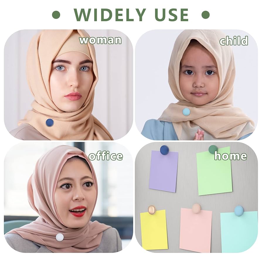 12Pcs Hijab Magnetic Pins, Strong Hijab Magnets Colorful Magnetic Scarf Clasp Pinless Brooch Hijab Pins Buttons