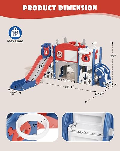 Miniatura 6 de XJD 13 in 1 Toddler Slide Set, Kids Slide for Toddlers Age 1+, New Upgrade with Golf Set, Basketball Hoop, Drawing Board for Indoor Outdoor Playset,