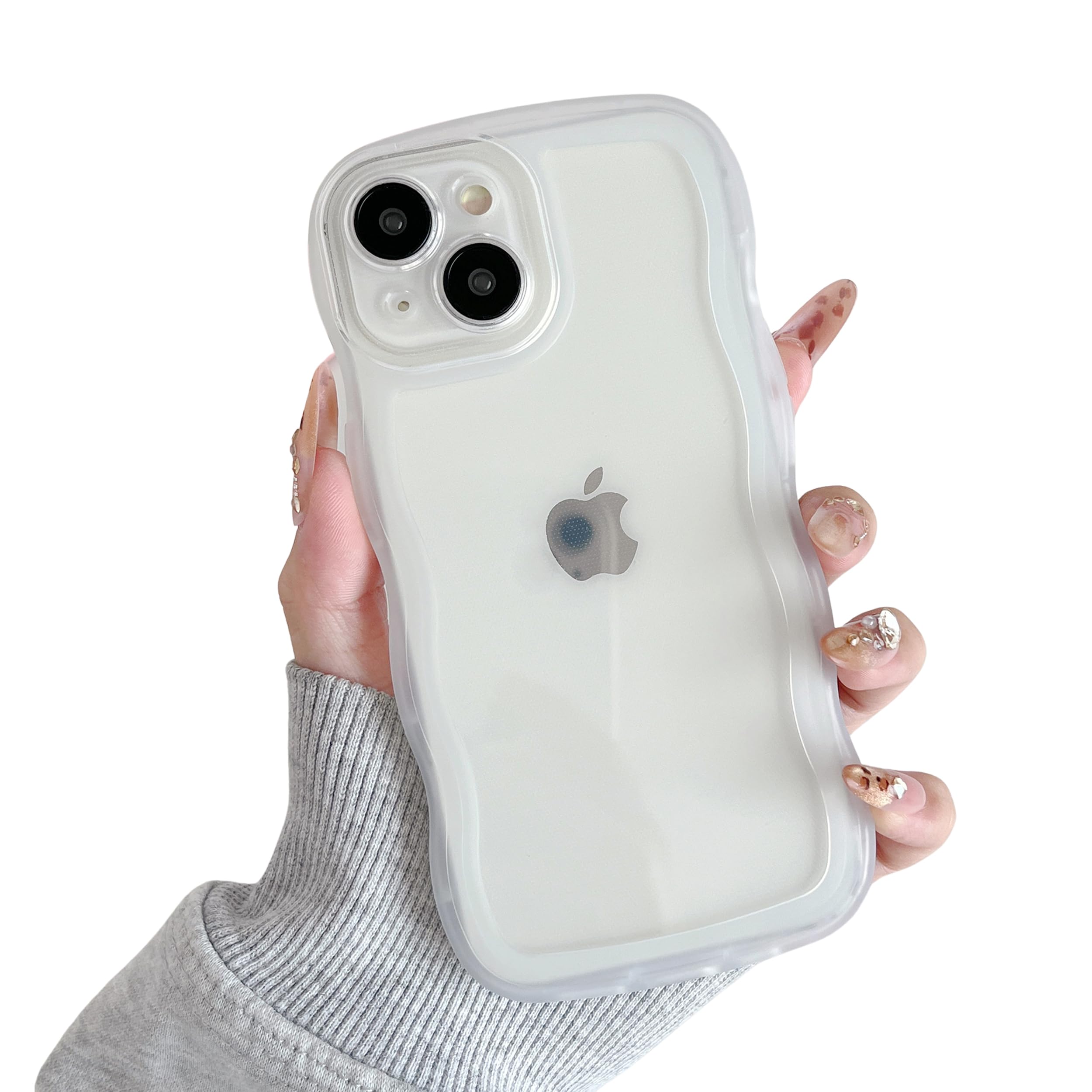 ⭐️iPhone 15 Plus ケース 波状フレーム うねうね　ストラップ付き Amazon.co.jp: ZTOFERA iPhone 15 Plusケース用、クリア透明