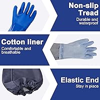 Vista 3 de 2 pares de guantes largos extra largos de 27.5 pulgadas, guantes de goma impermeables de PVC, reutilizables, guantes largos de puño largo