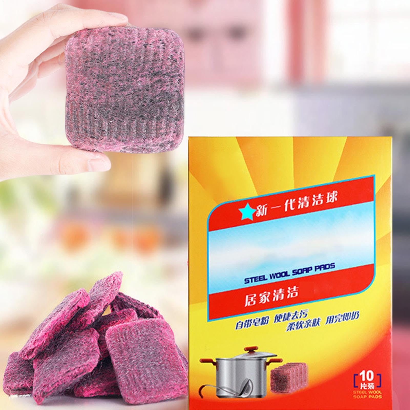 Tampons Jex Avec Savon - Lot De 50 Éponges Laine D'Acier Réutilisables | Nettoyage Casseroles, Carrelage