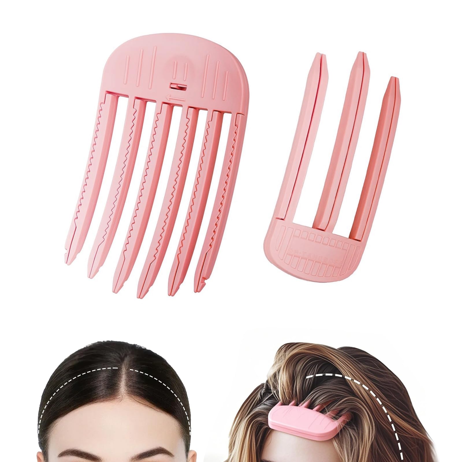 2Pcs Volumizing Hair Clips for Women,Easy High Crown Volume Tool, No Crease Hair Root Lifting Clips for a Natural Puffy Lazy Hairstyle, Pink