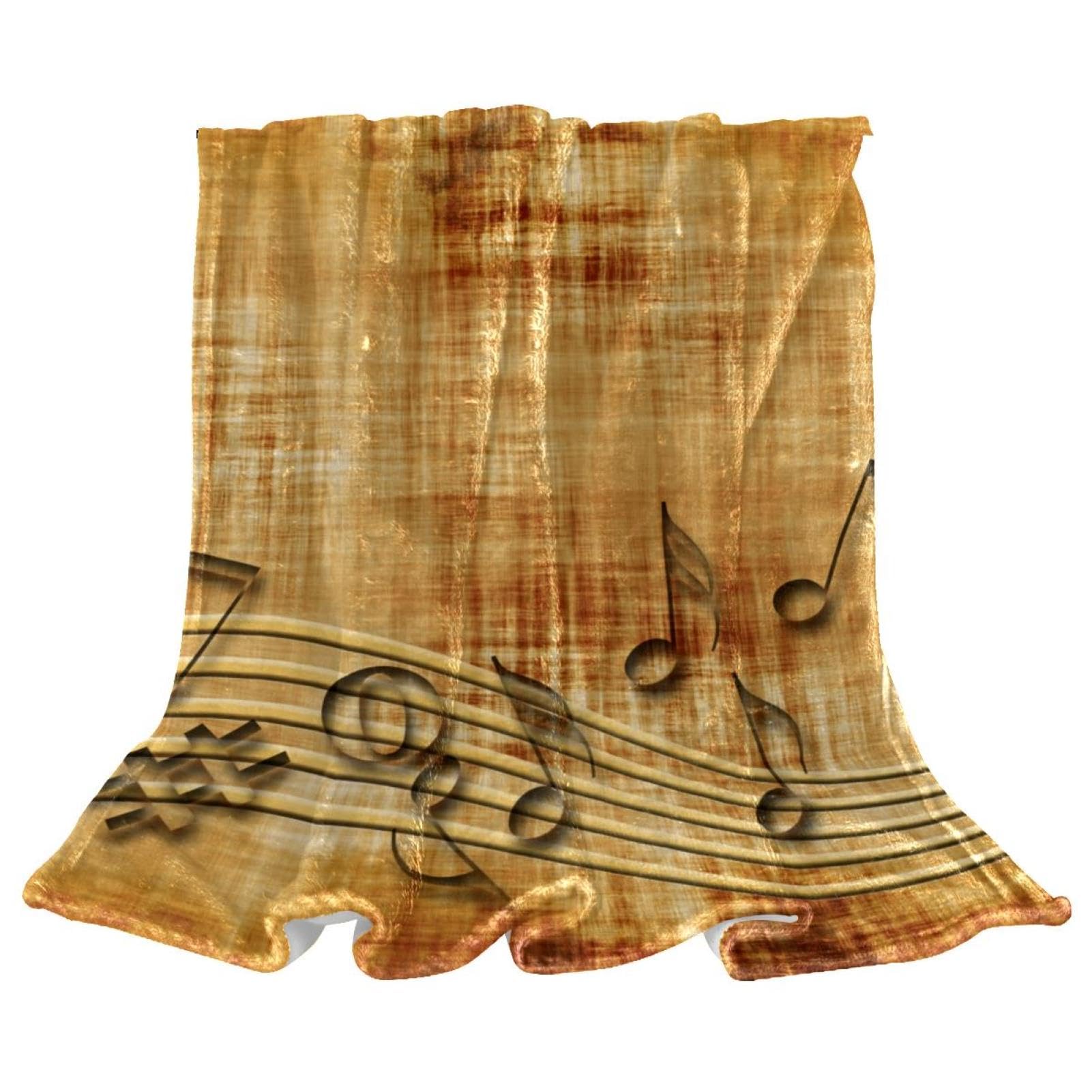 Couverture polaire notes de musique rétro en microfibre douce pour canapé 150x130cm