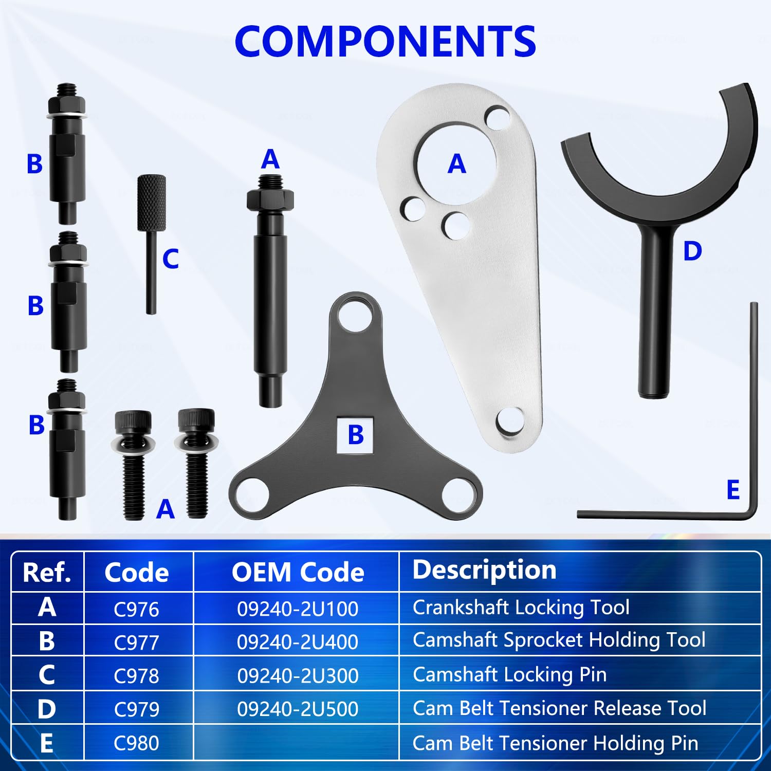 ZKTOOL Herramienta de Reemplazo de Correa de Distribución de Motor, Bloqueo de Cigüeñal, Compatible con Hyundai y Kia 1.6D Motores Diésel, OEM 09240-2U100, 09240-2U300, 09240-2U400, 09240-2U500 | Compatible con motores diésel Hyundai y Kia 1.6D. Incluye O