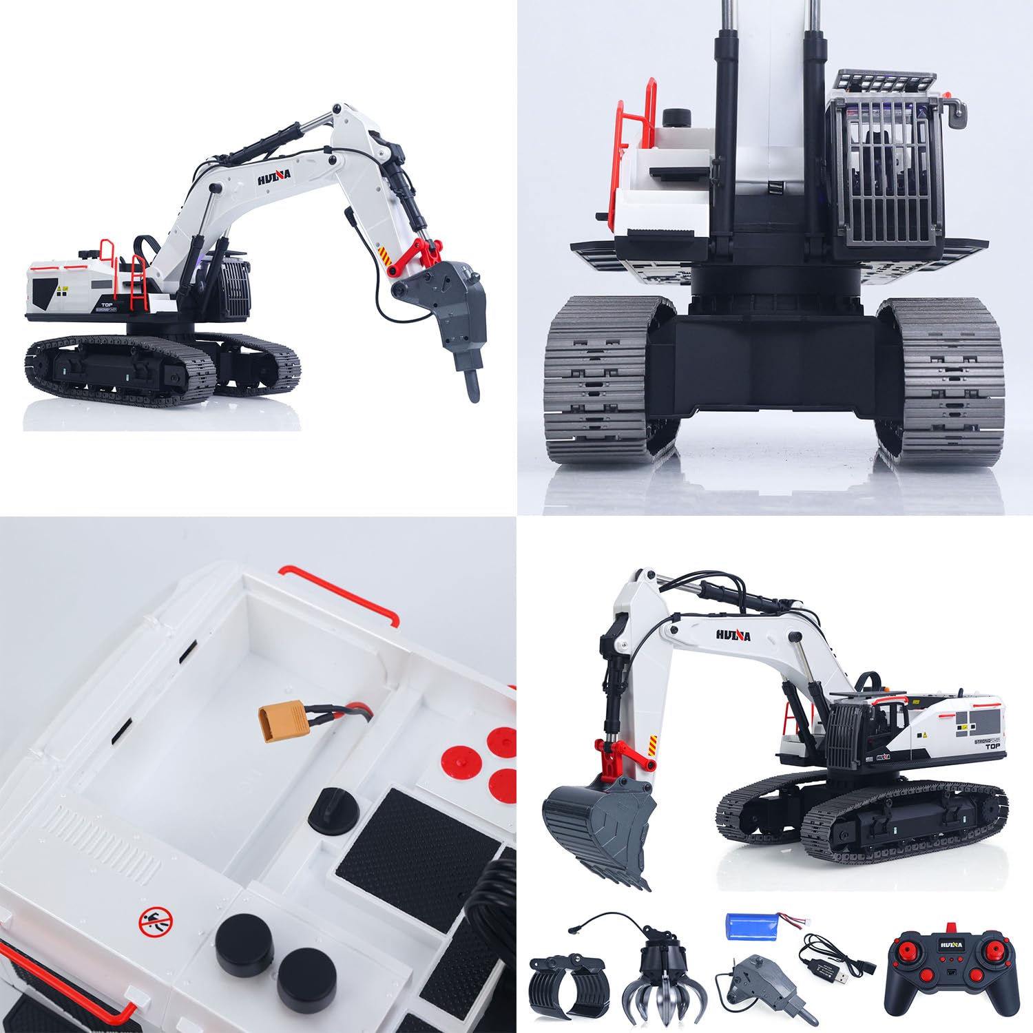 Toucan RC Hobby 1/14 HUINA RC Escavatore in Metallo Modello 1594 Luce RC Batteria 28 CH Suono