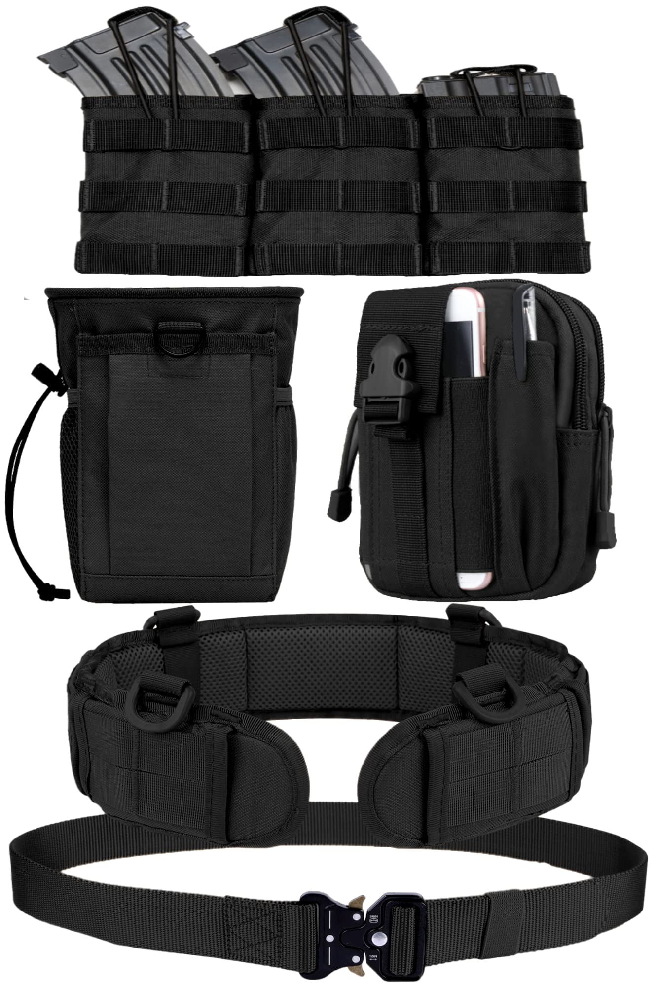 【中古現状品】サバゲー 装備品　 プレキャリ、タクティカルベルト、ポーチ類 Amazon.co.jp: seizar タクティカルベルト ポーチ 4点セット