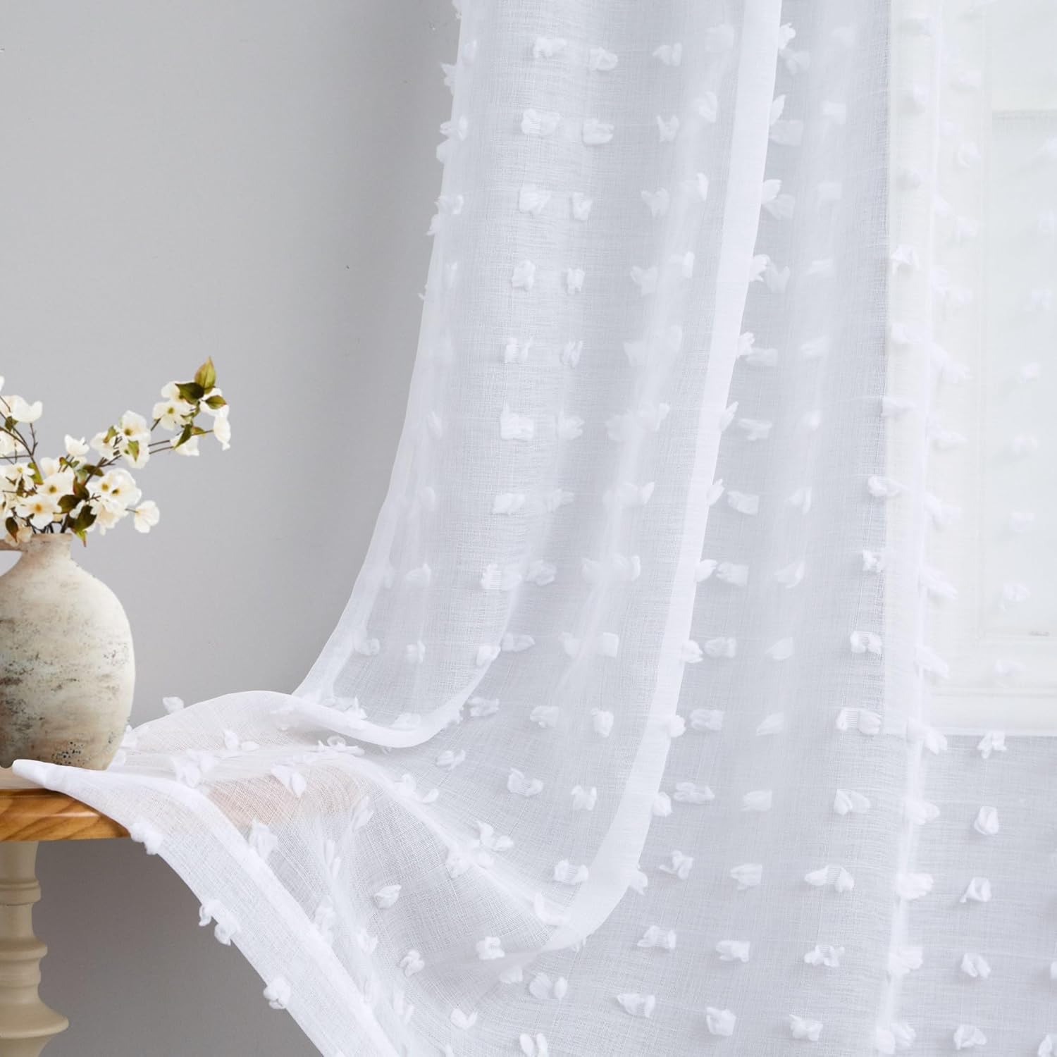 White Pom Pom Curtains