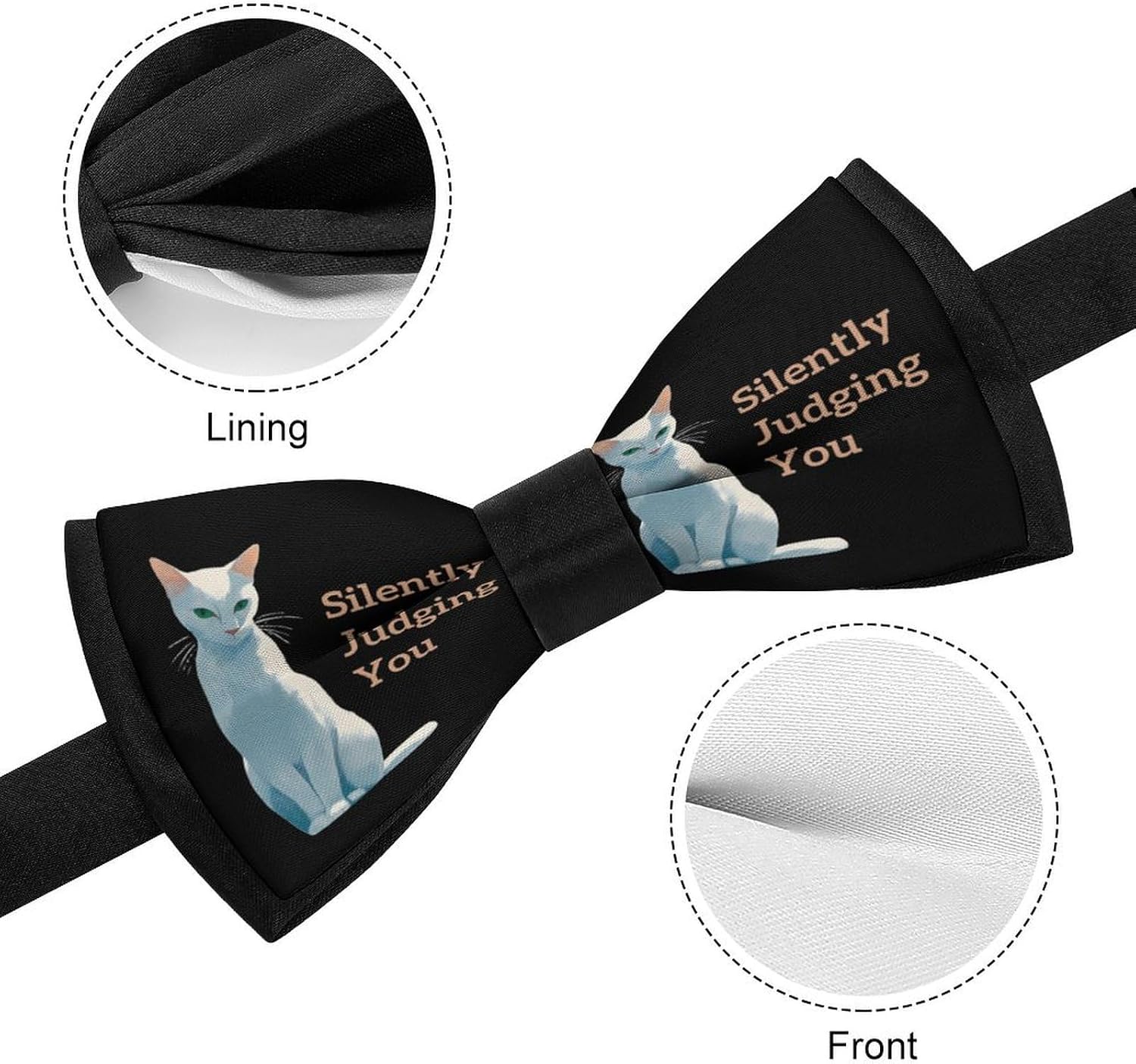 Silently Judging You Funny Novelty Men's Bow Tie Pre-tied Adjustable Bowtie Accessories for Wedding Party