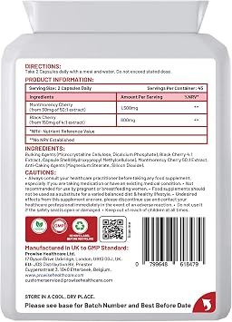 Montmorency Cherry Capsules 2100mg - 90 Vegan Supplements I Prowise CherryMax with 1500MG Montmorency Cherry & 600MG Black Cherry I Tart Cherry Capsules I Made in The UK by Prowise Healthcare
