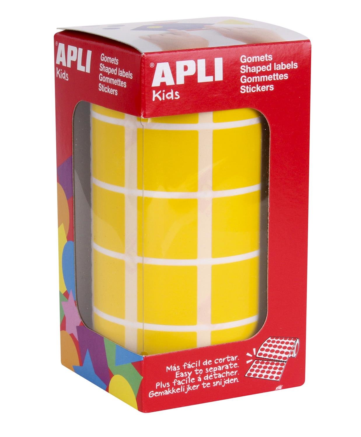APLI 4875 Roll of Stickers Square 20 mm Yellow