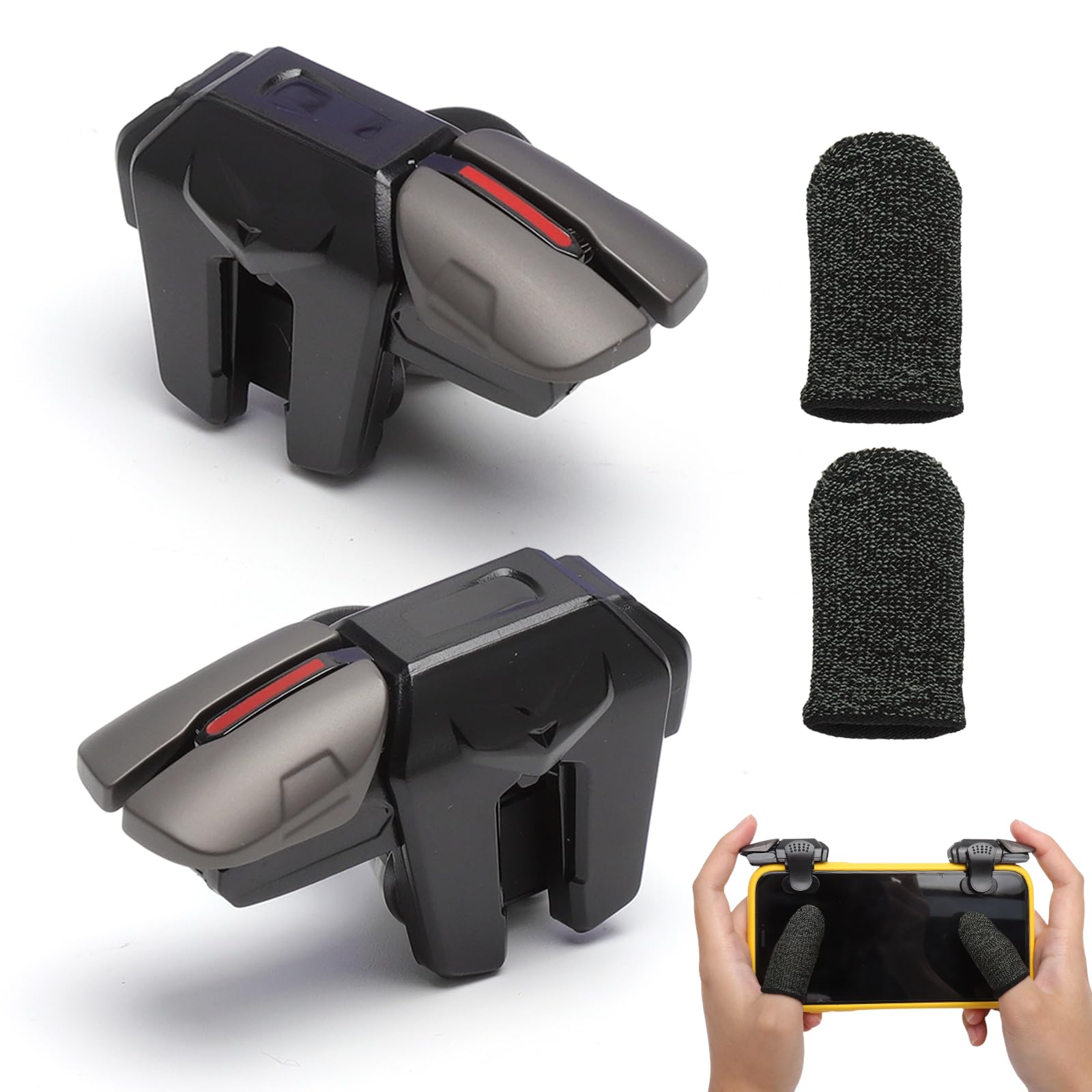 Manette Jeu Mobile Trigger Controller L1R1 L2R2, Manette Smartphone pour PUBG Mobile & Call of Duty Android iPhone iOS, Joystick Téléphone Portable & Accessoires Gaming avec Doigts Antidérapants