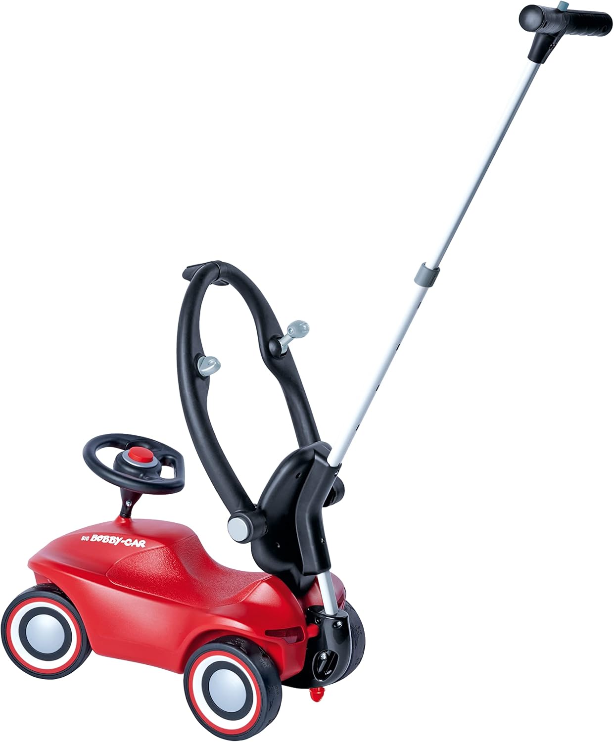 BIG High Quality Push Bar with 4 Positions Height Adjustable Push Bar for Big Bobby-Car Classic, Next, New and Neo Models - for Children from 1 Year - Black