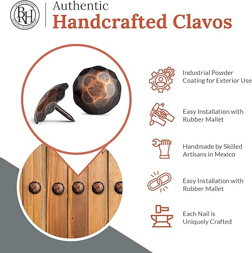 Miniatura 83 de 100 Pack 1" Small Round Head Iron Clavos Decorative Nails – Sealed Unfinished – Handmade Rustic Round Fasteners for Farmhouse Shutter, Faux Wood