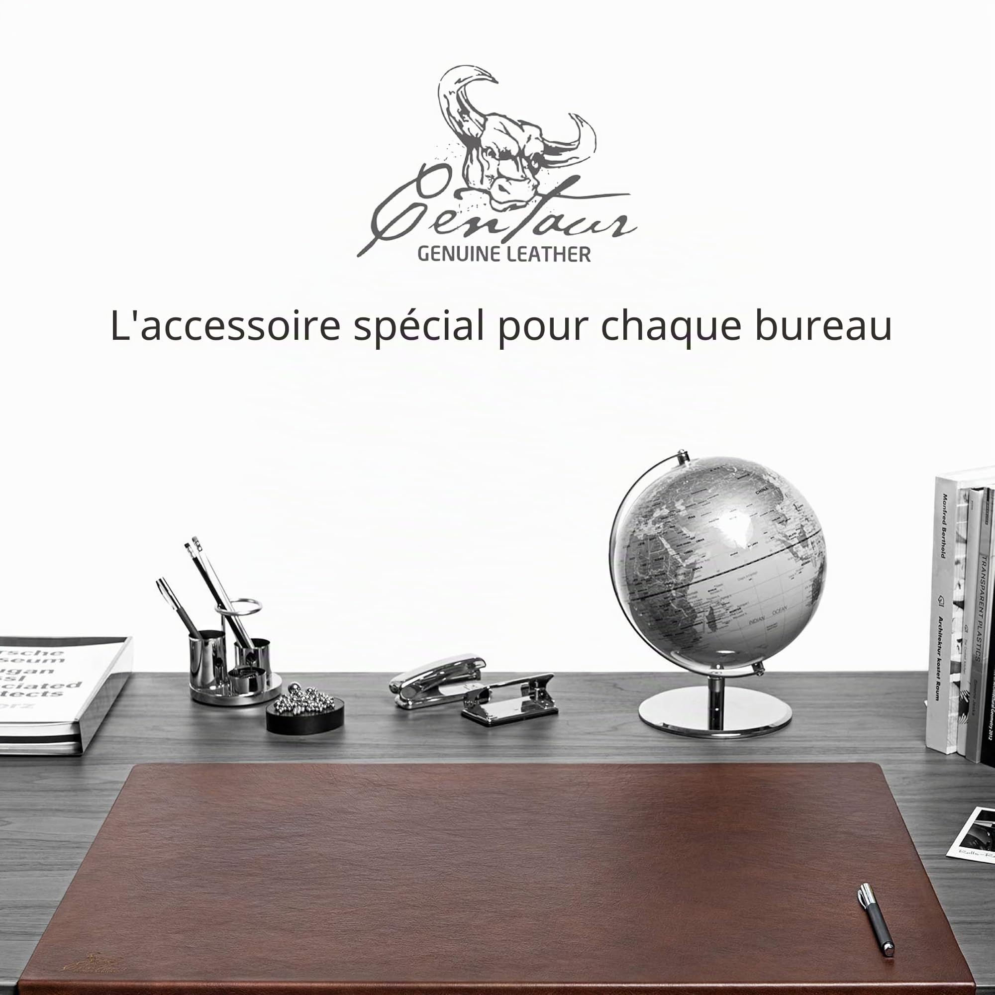 Centaur - Sous-main en cuir de haute qualité avec protection des bords à 90° - noisette 55x80 cm - idéal pour le bureau et la maison - Sous-main facile à entretenir