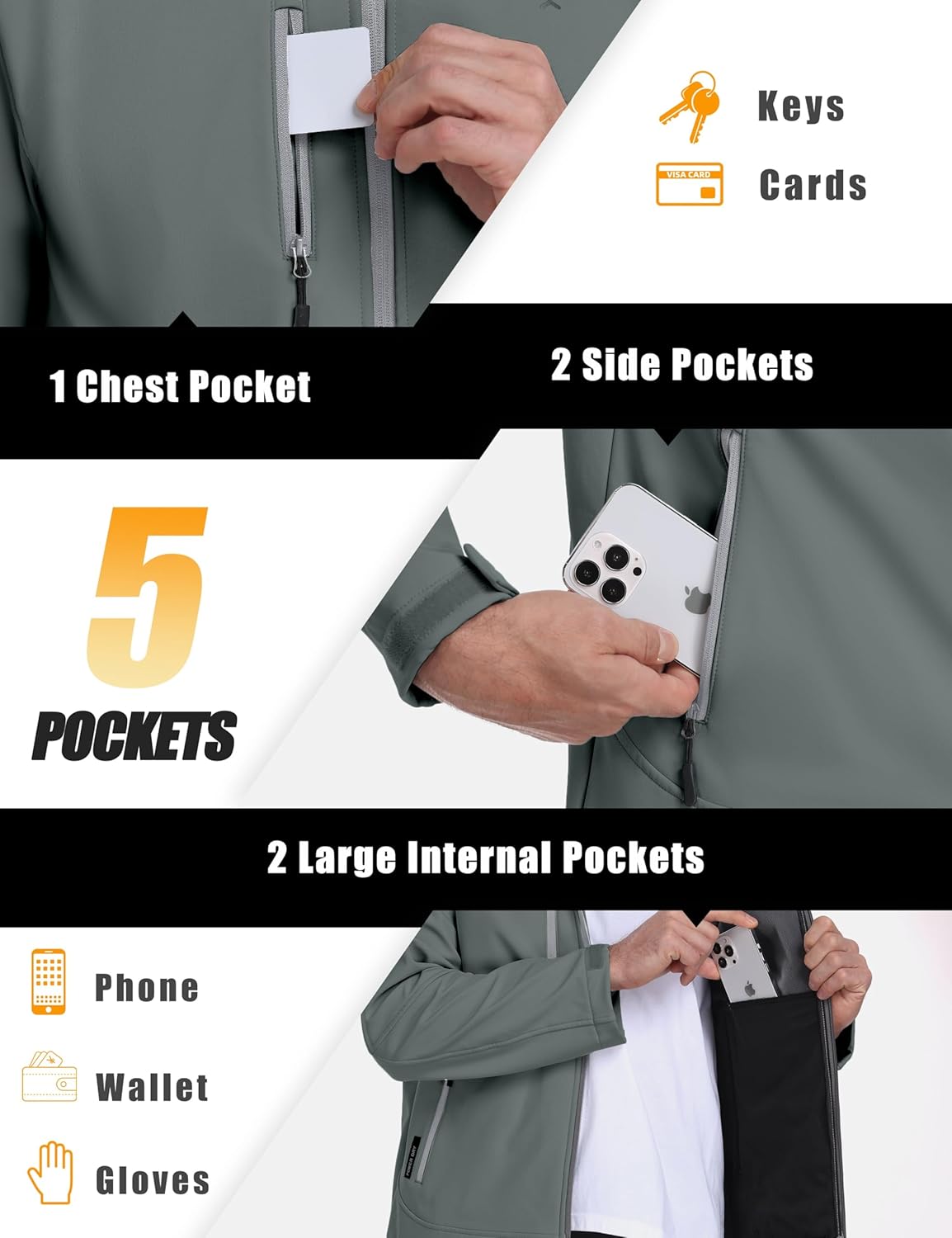 Little Donkey Andy Men’s Softshell Jacket with Removable Hood, Fleece Lined - Image 6