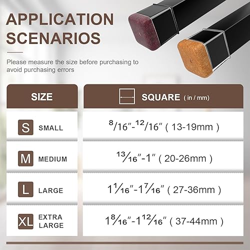 Miniatura 9 de 20 protectores de suelo para patas de silla para suelos de madera dura, deslizadores de muebles de goma negra con fieltro, fundas de silicona para