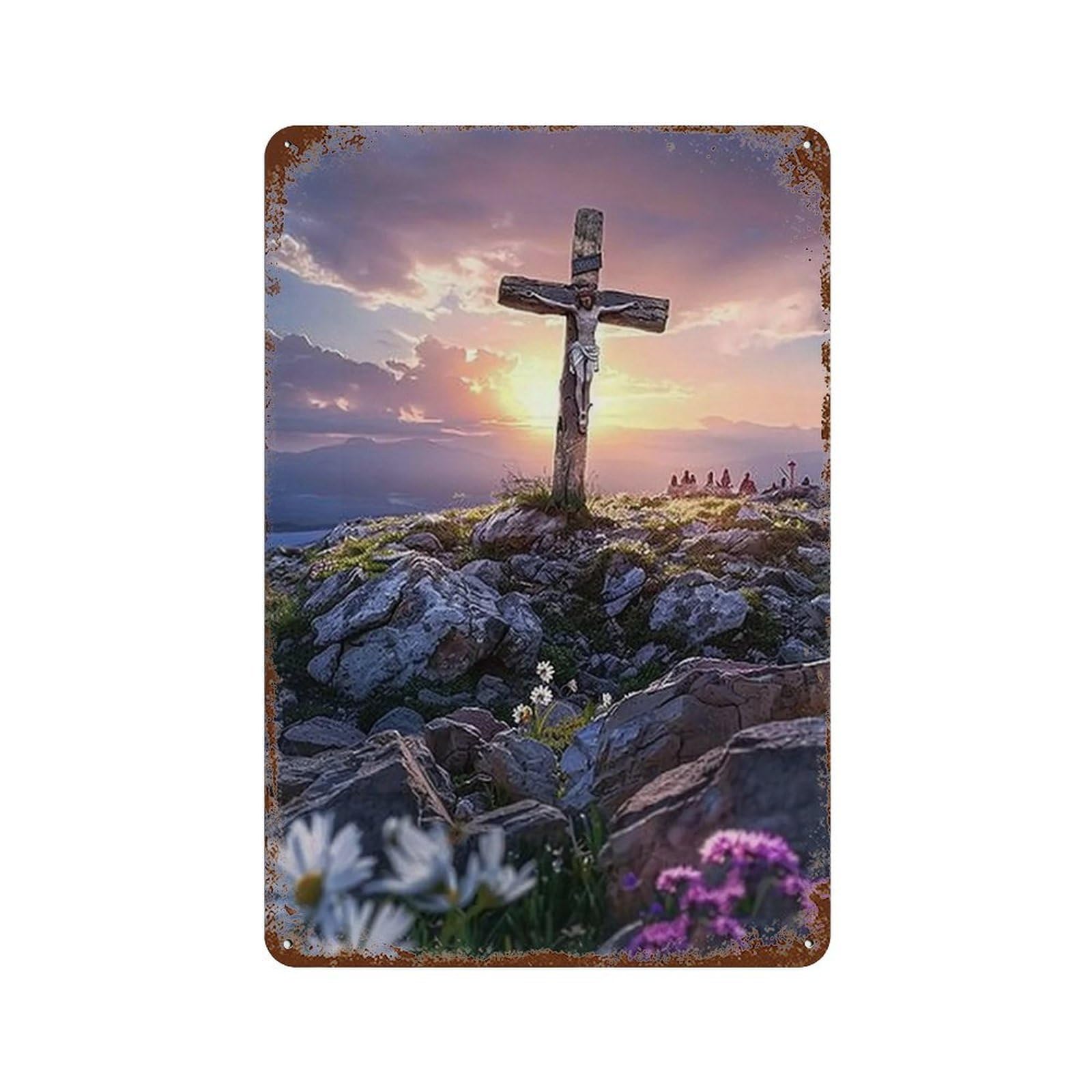 MGHTGRWE Calvary Cross Christ 04 Poster Wall Art Iron Vintage Metal Tin Sign Modern Home Cofffee Club Art Bar Shop Decor 30x20cm