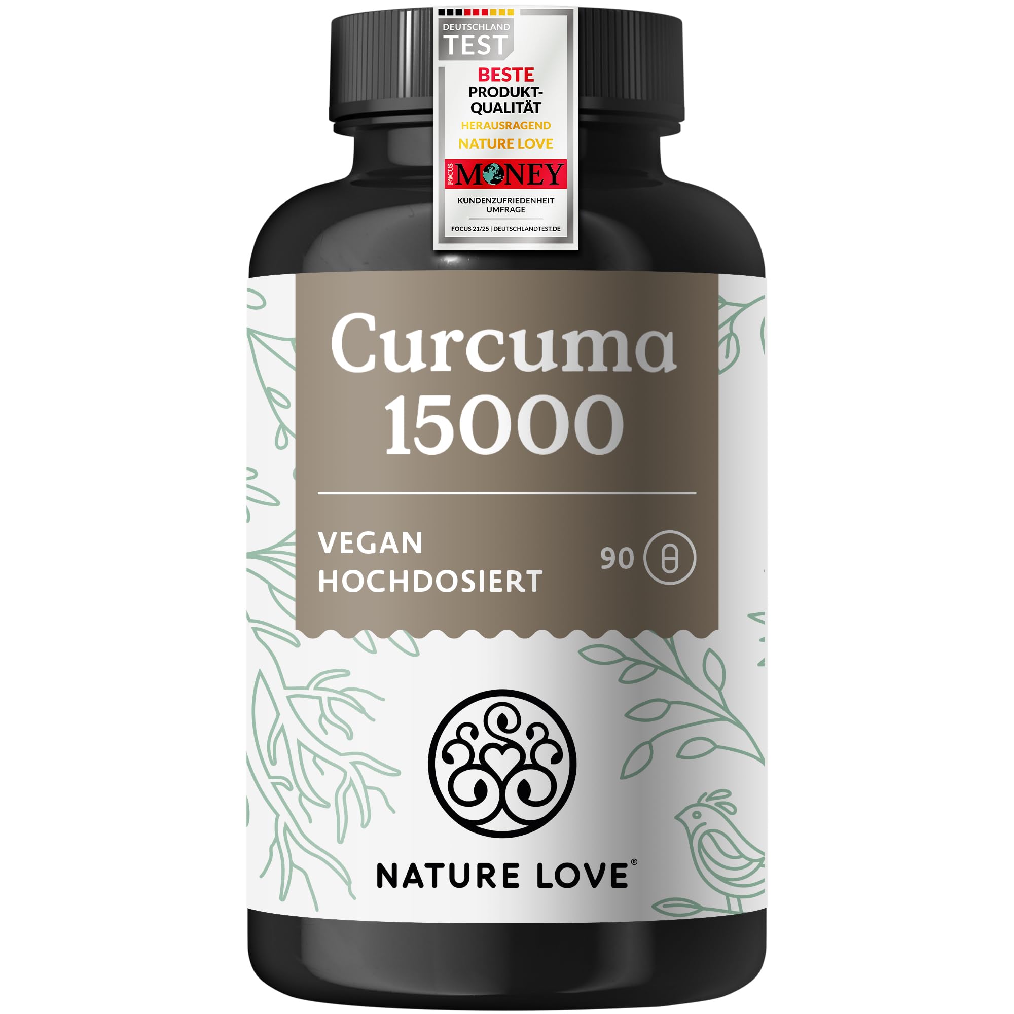 NATURE LOVE Curcuma 15000 Kurkuma Kapseln 9 Monate Reichweite